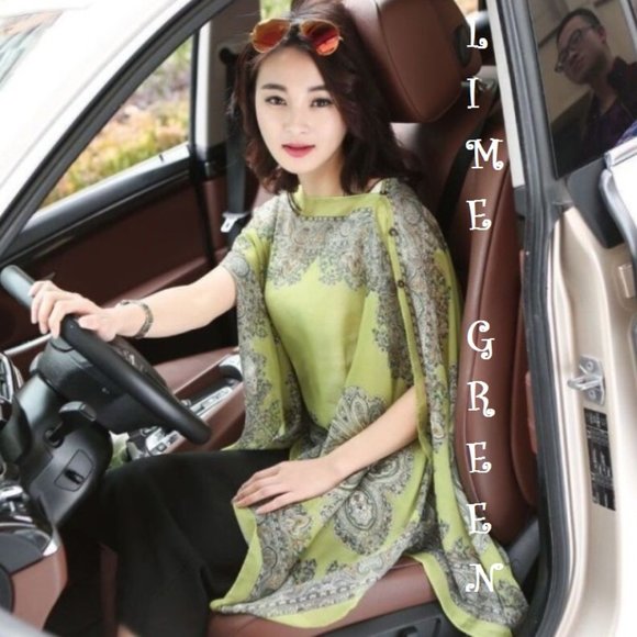 Extra Thai Silken Shawl Pink, Aquamarine, Black, Blue, Green & Peach Colors, O… - Picture 10 of 11